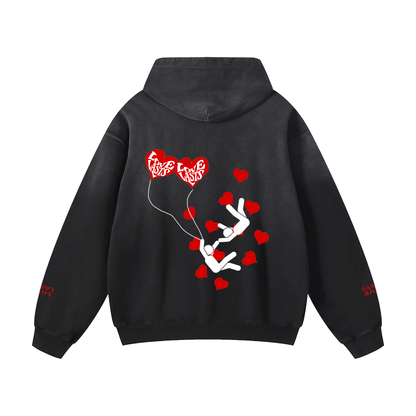 Black Sunfaded Love Hoodie