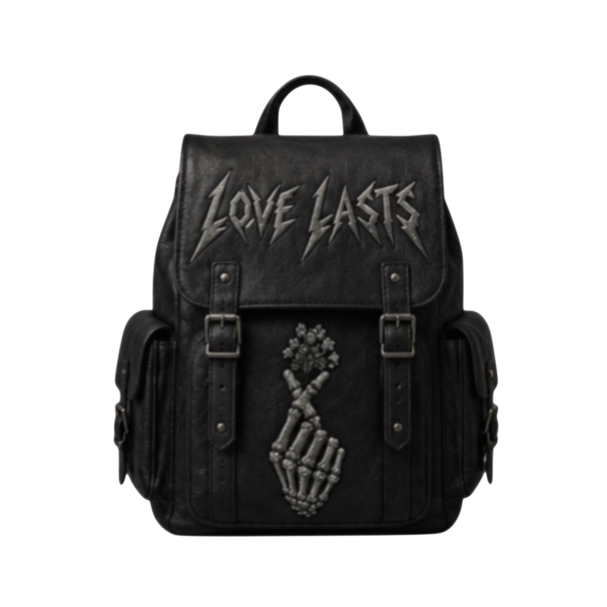 LOVELASTS Black Leather Bookbag